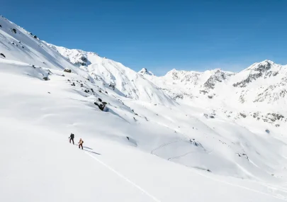 Walking through snow in Klosters