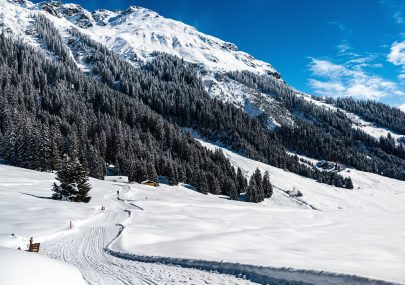 Klosters ski area with mountains behind